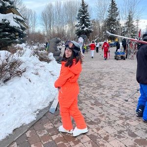 Free People onesie ski suit- neon